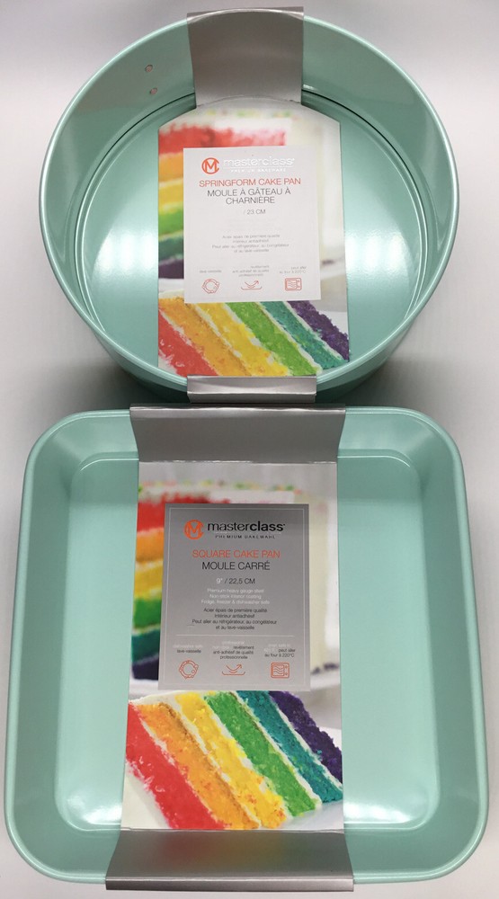 New Masterclass Premium Bakeware Set 9” Square Cake Pan, 9” Round Springform Pan