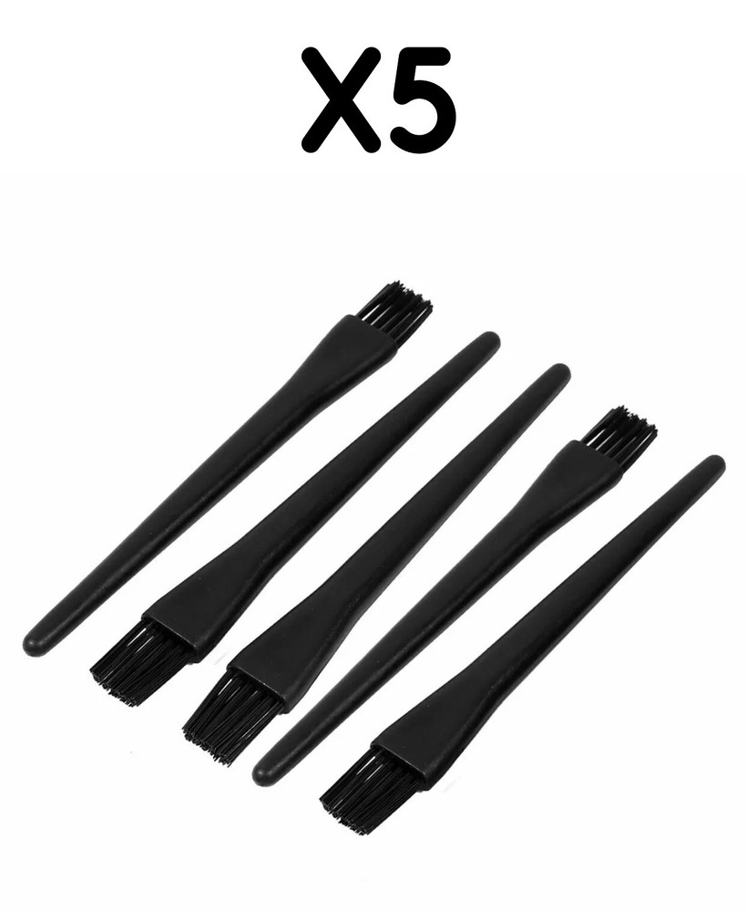 5 Pcs Black Plastic Straight Handle Computer PC Vents Anti Static ESD Dust Brush