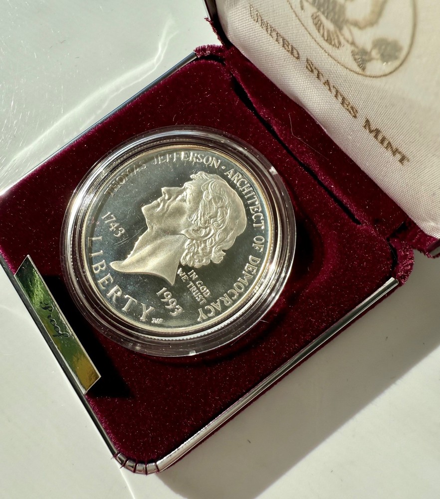 1993-S Thomas Jefferson 250th Anniversary Commemorative Proof Silver Dollar