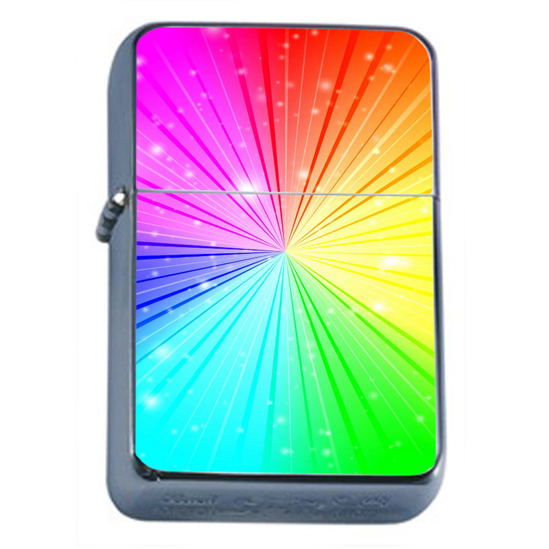 Rainbow Blast Em2 Flip Top Oil Lighter Wind Resistant