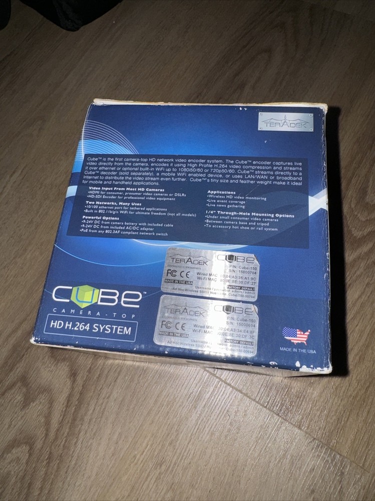 Teradek Cube 150 HD-SDI H.264 Video Encoder With Box And Cables