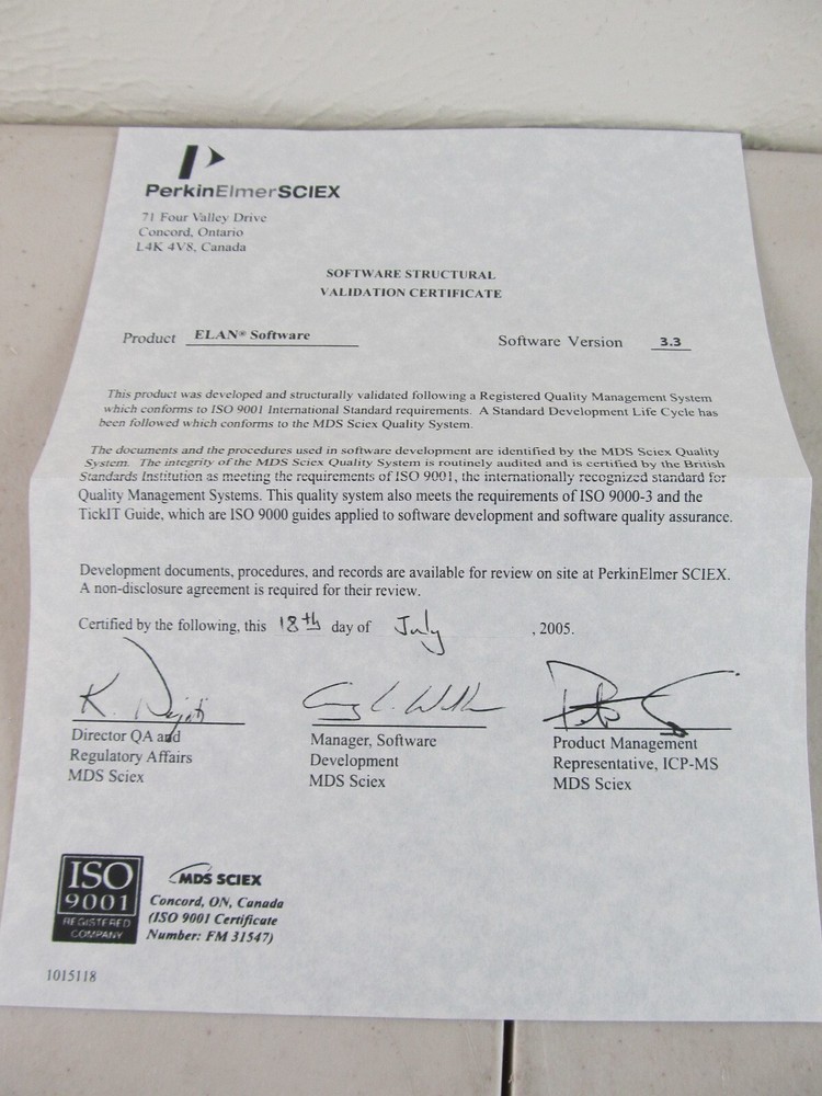Perkin-Elmer SCIEX Elan V3.3 Software