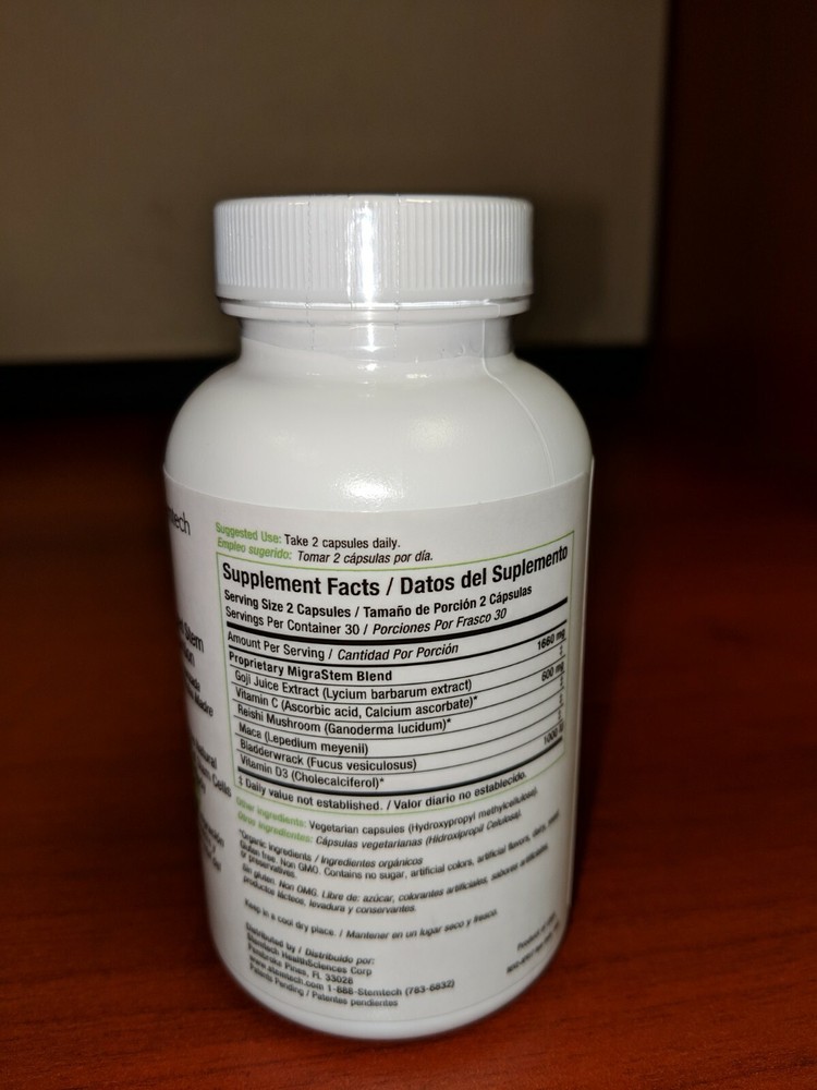 StemTech Migrastem 60 Capsules Advanced Stem Cell Nutrition, MAKERS OF SR3