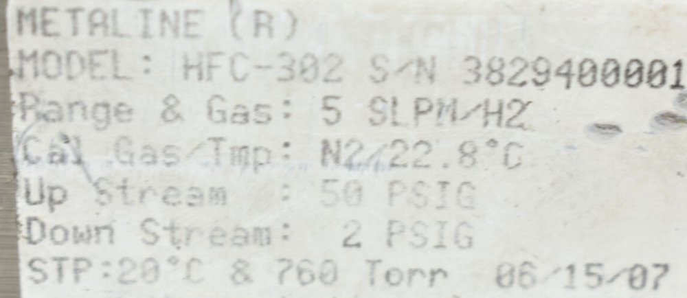 Teledyne Hastings HFC-302 Mass Flow Controller: Range: 5 SLPM/H2 - Gas:H2