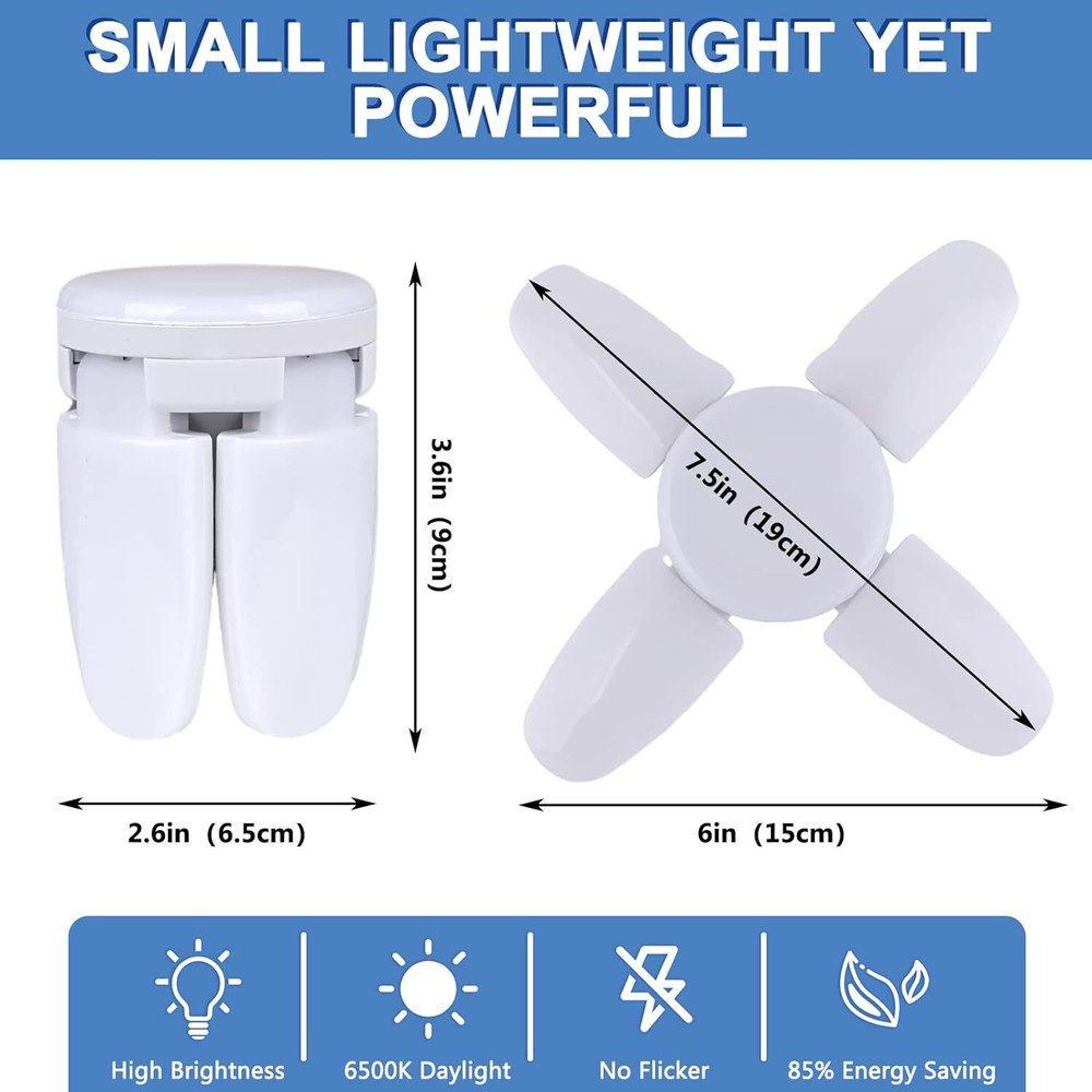 E27 LED Garage Light Bulb 28W Deformable Ceiling Fixture Lights Workshop Lamp