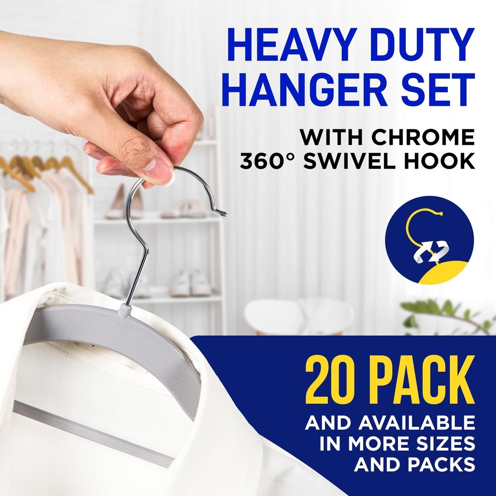 Plastic Clothes Hanger Set - 20 Pieces Versatile, Lightweight, Space-Saving, ...