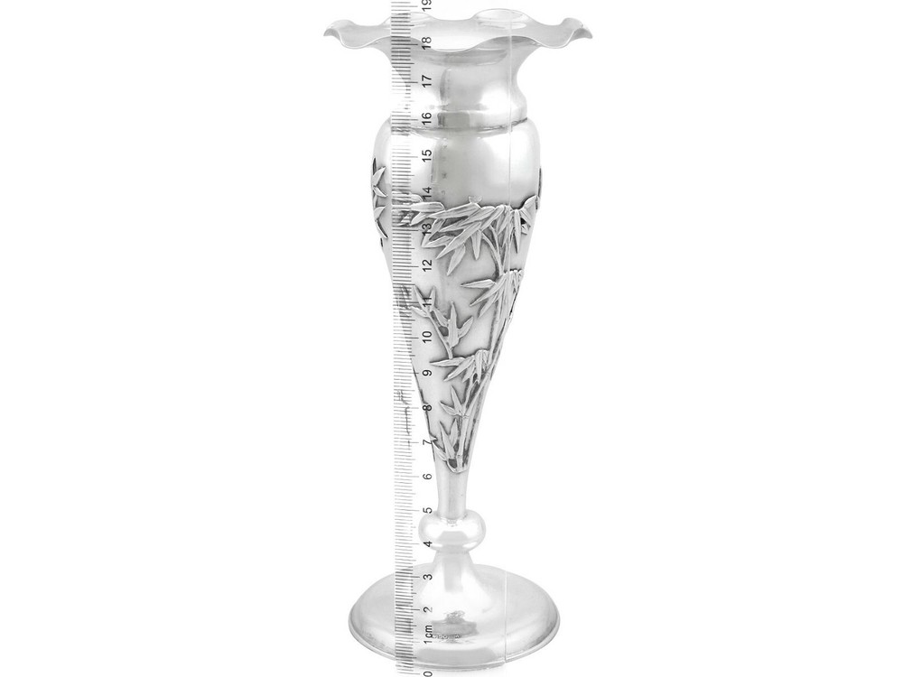 Antique Chinese Export Silver Vases Circa 1890