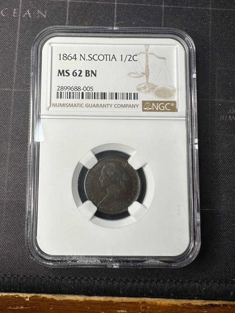 1864 Nova Scotia Half Cent - MS 62