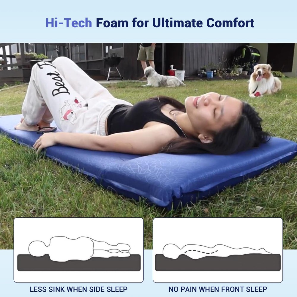 Self Inflating Sleeping Pad, 3.18'' Ultra-Thick Memory Foam Camping Pad with ...