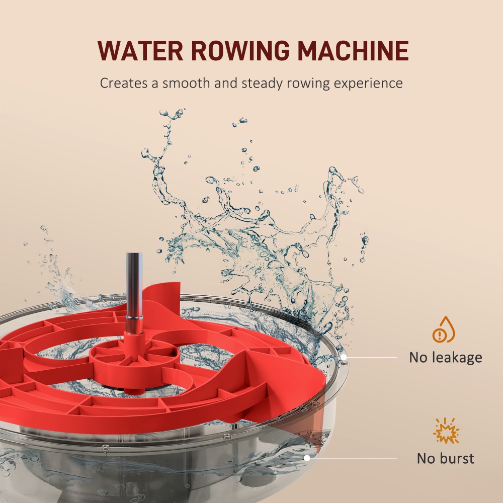 Folding Water Rower Machine w/ LCD, Adjustable Resistance & Wheels
