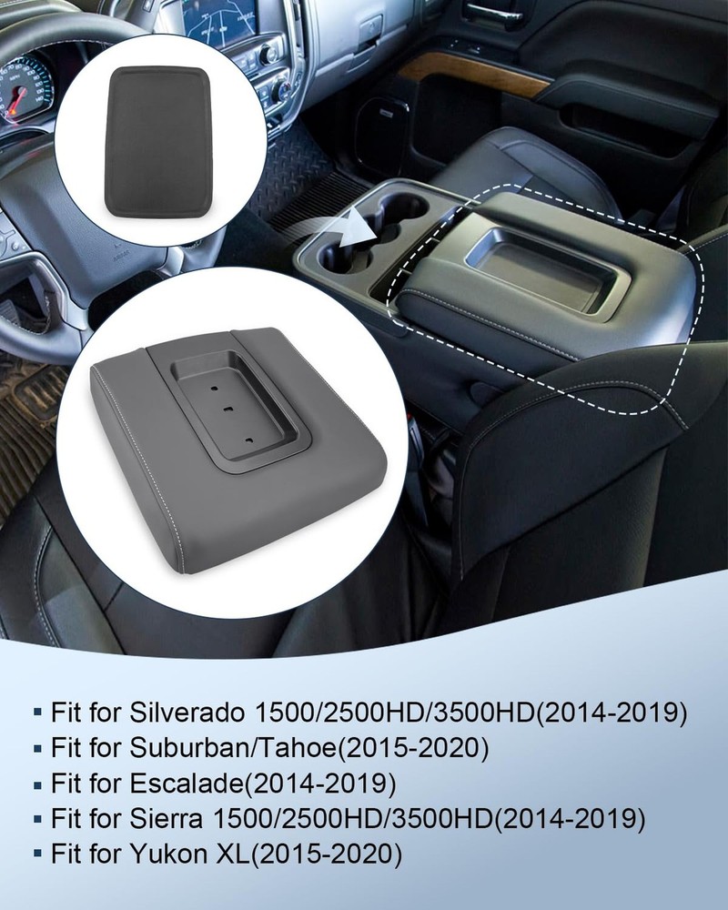 Front Seat Center Console Armrest Cover with Padding Fit for Chevy Silverado ...