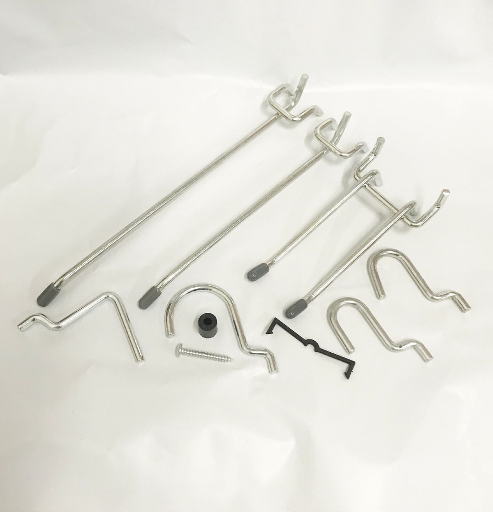 Pegboard Peg Board Organizer Kit 32pc Shop Wall Work Bench Garage Tool Hooks