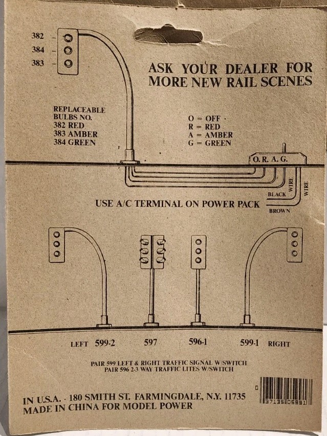 Model Power 599-1 HO Scale Hanging Left Traffic Light (2 Lights)