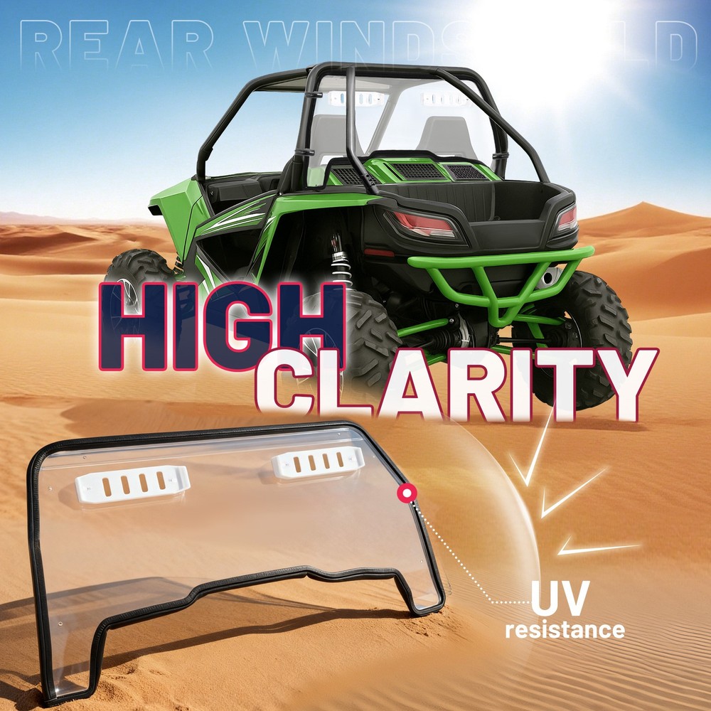 For 2012-2019 Arctic Cat Wildcat Rear Vented Windshield Panel Clear Back Window