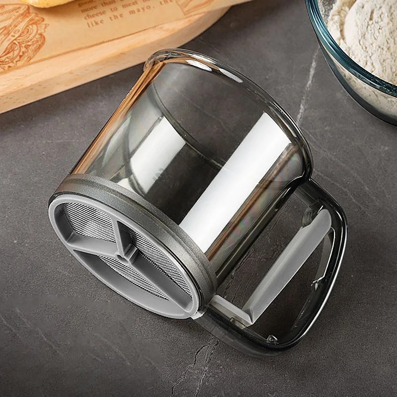 Handheld Flour Sifter Semi Automatic Baking Powder Shaker Measuring Cup Tool