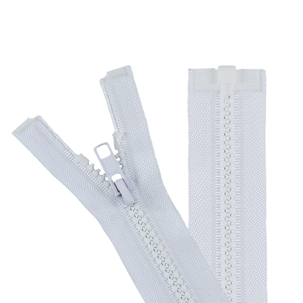 2 PCS 5 Separating Jacket Zippers 41 Inch White Molded Plastic For Sewing