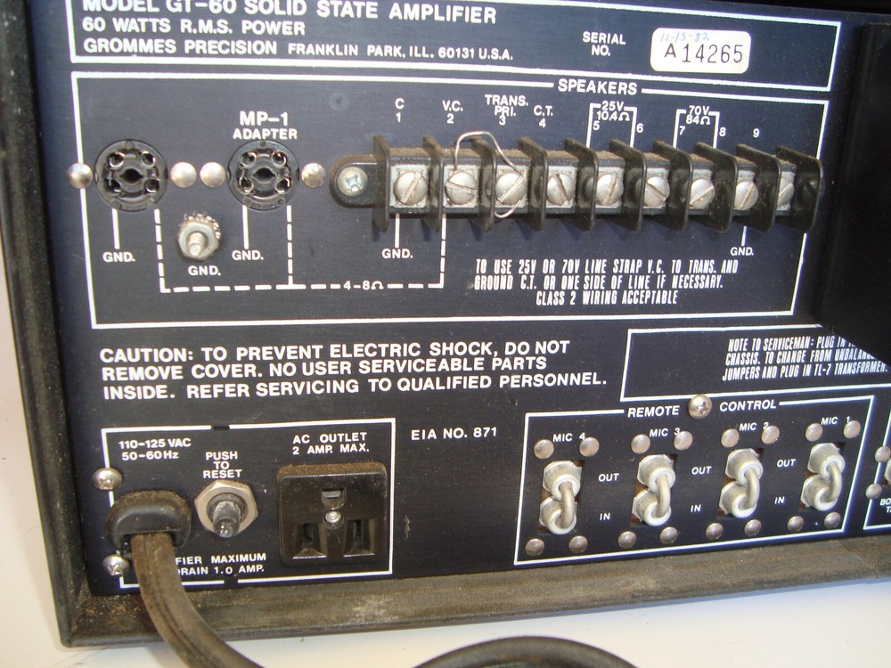 Working Grommes Precision Solid State Amplifier GT-60