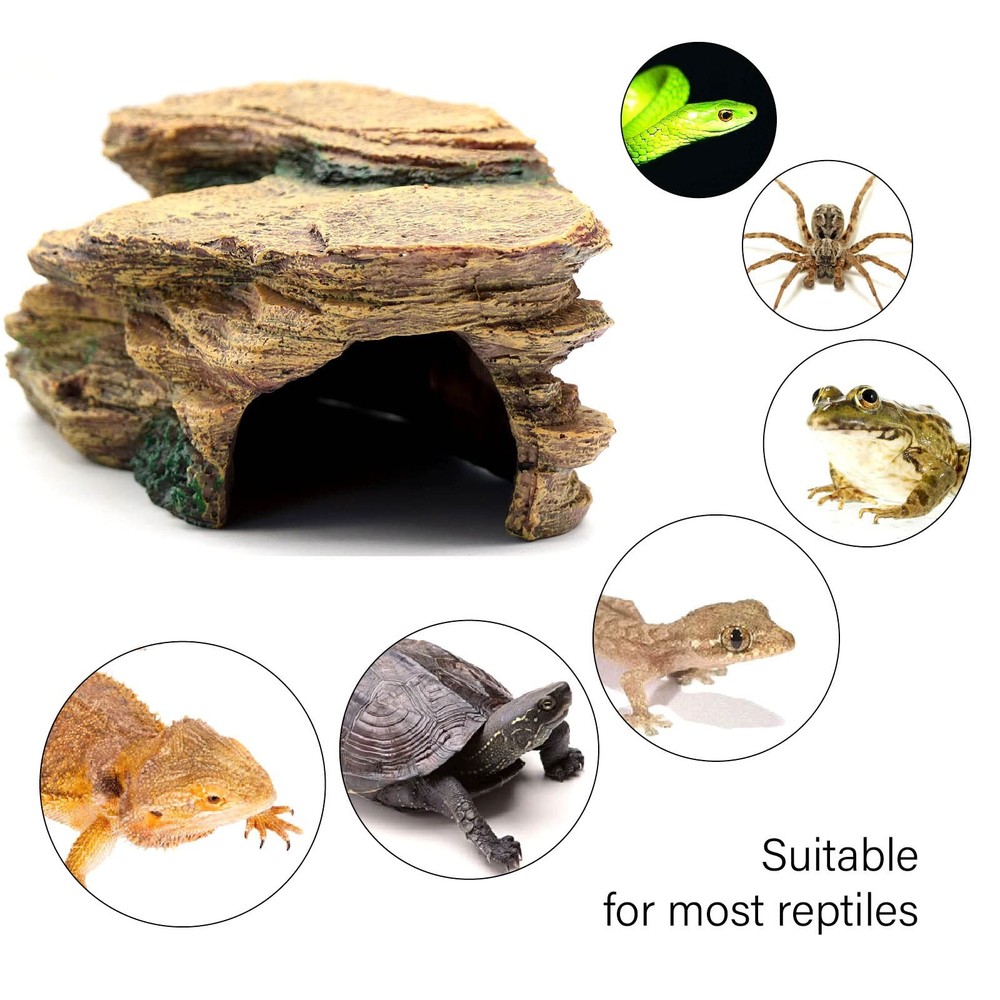 Turtle Basking Platform Shale Scape Step Ledge, Reptile Cave Hideout Turtle T...