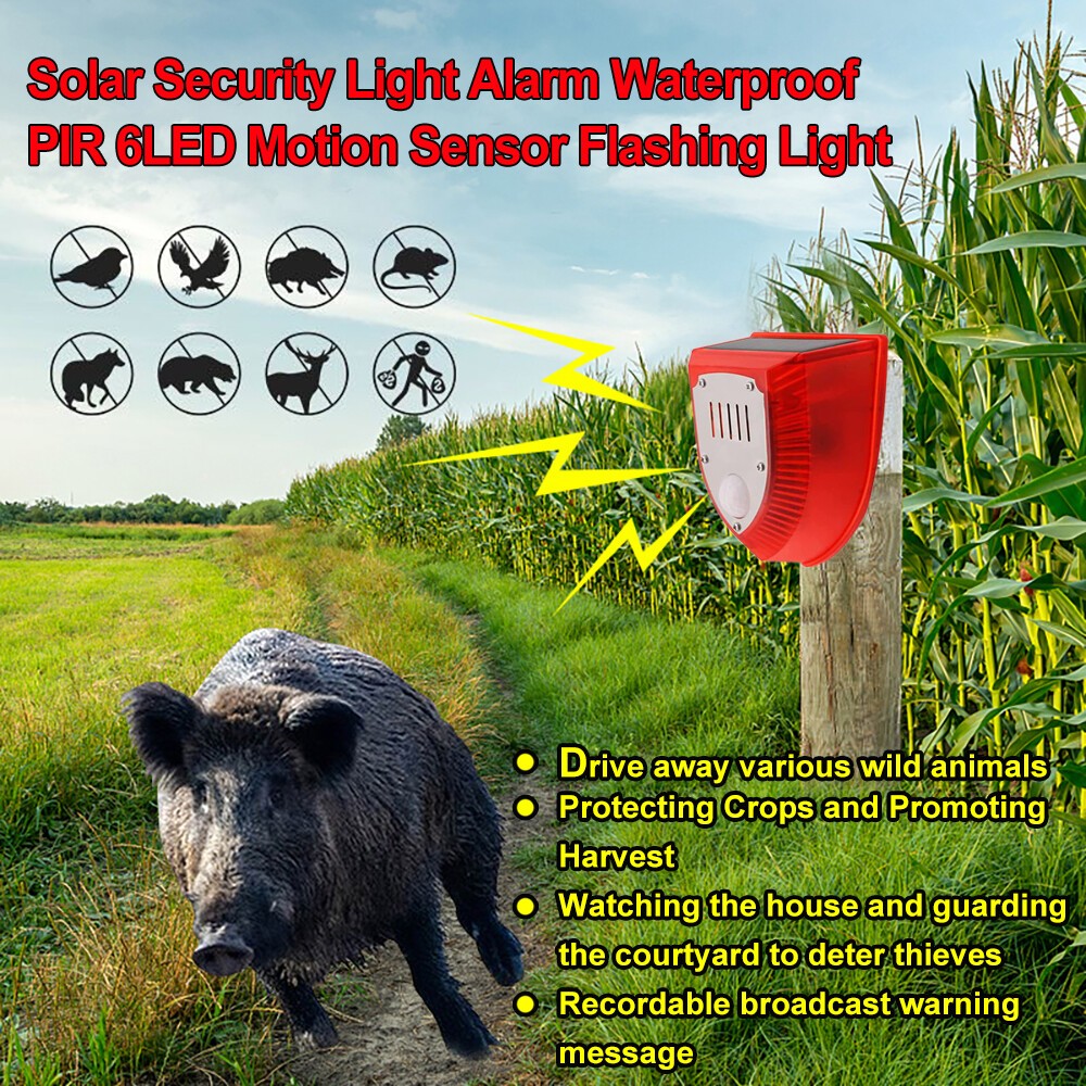 Solar Security Light with Alarm & Motion Sensor Animal Deterrent