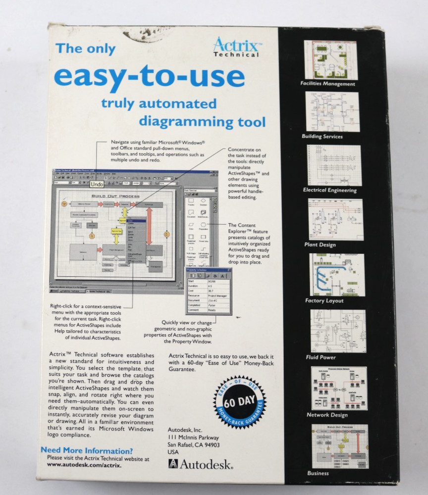 Autodesk Actrix Technical Vintage PC Software Box Set Disk Manuals Guide Vintage