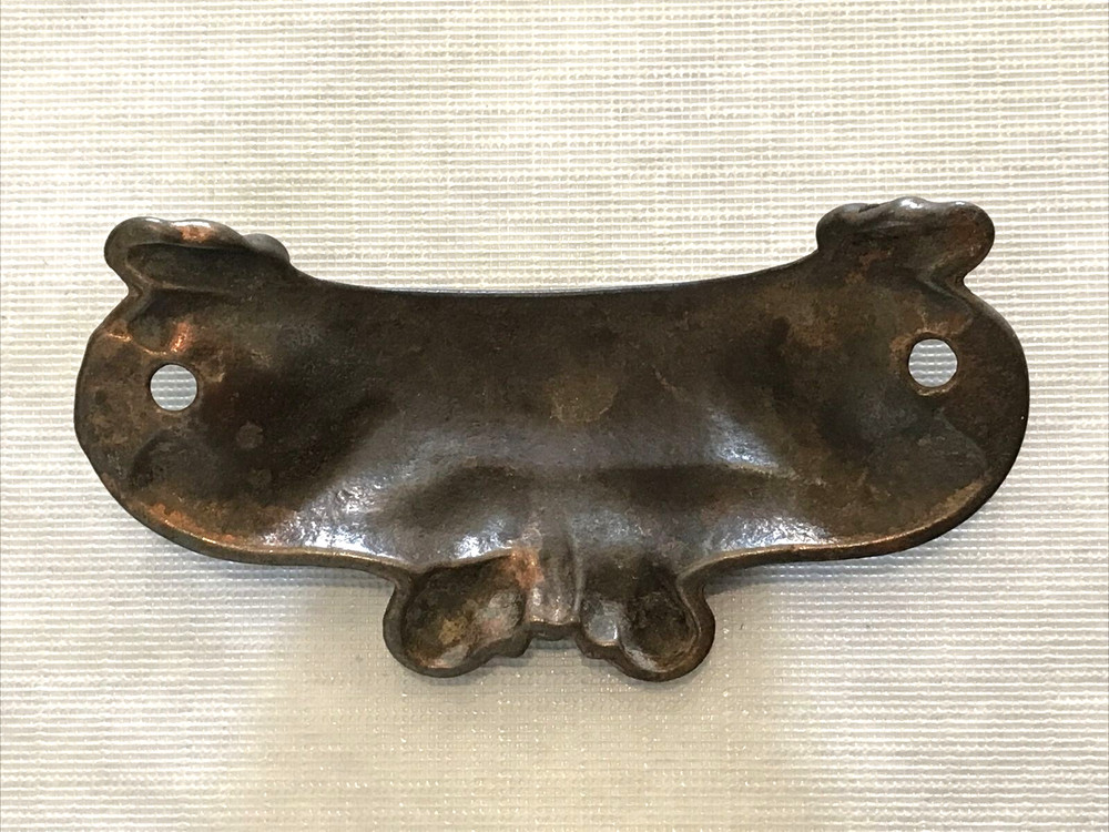 Vintage Antique Rustic Copper Tone Cast Iron Drawer Pull Handle Patina