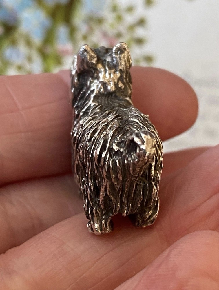Vintage solid heavy English hallmark heavy solid sterling miniature terrier dog