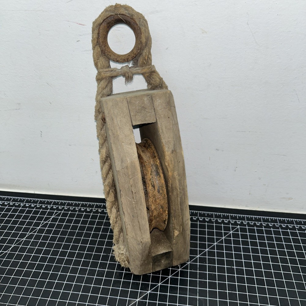 Antique Wooden Rigging Single Pulley Block