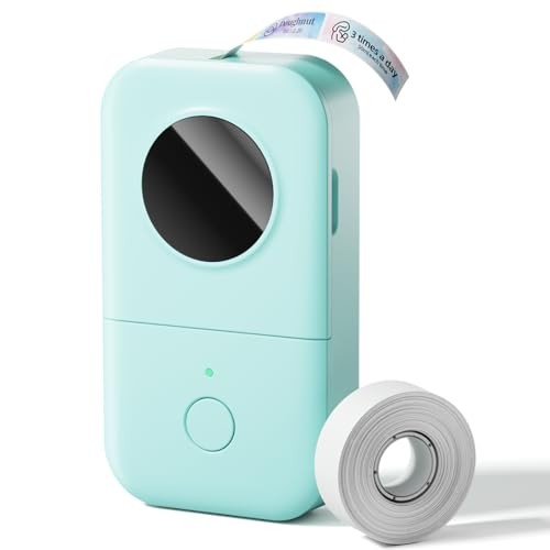 D30 Label Maker Machine, Portable Bluetooth Green 1 Printer + 1 Roll Paper