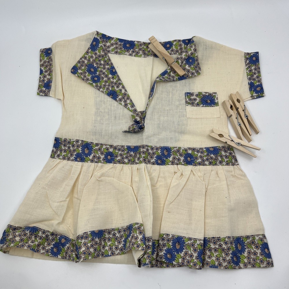 Vintage Linen Hangable Clothes Pins Bag Dress Shaped