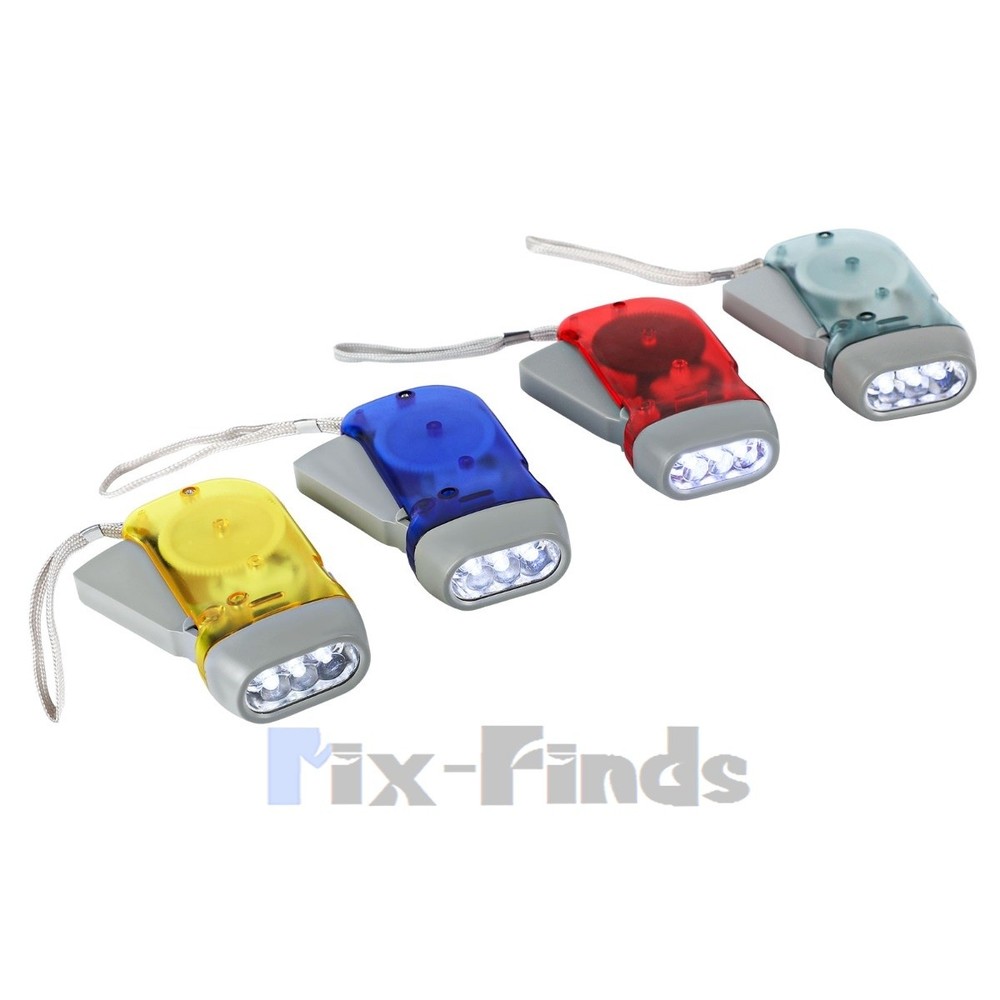4x Hand Crank LED Flashlight Dynamo Pressing Flashlight Camping Emergency Torch