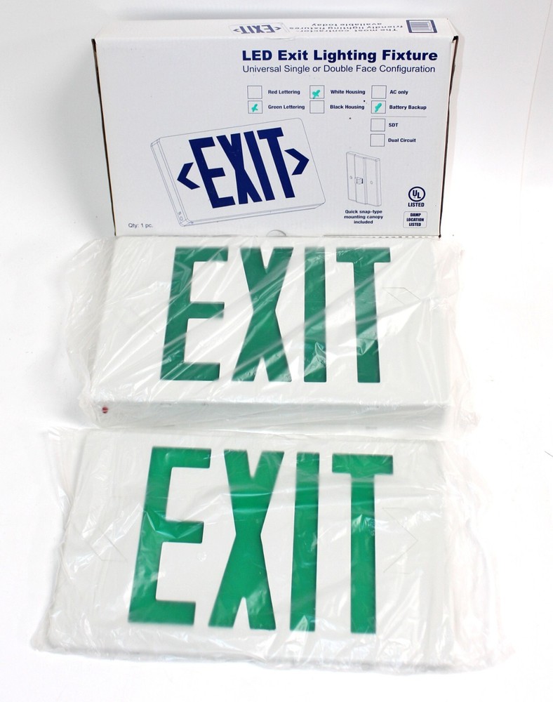 LED Exit Lighting Fixture Single or Double Face , Battery Backup, 6 PCS