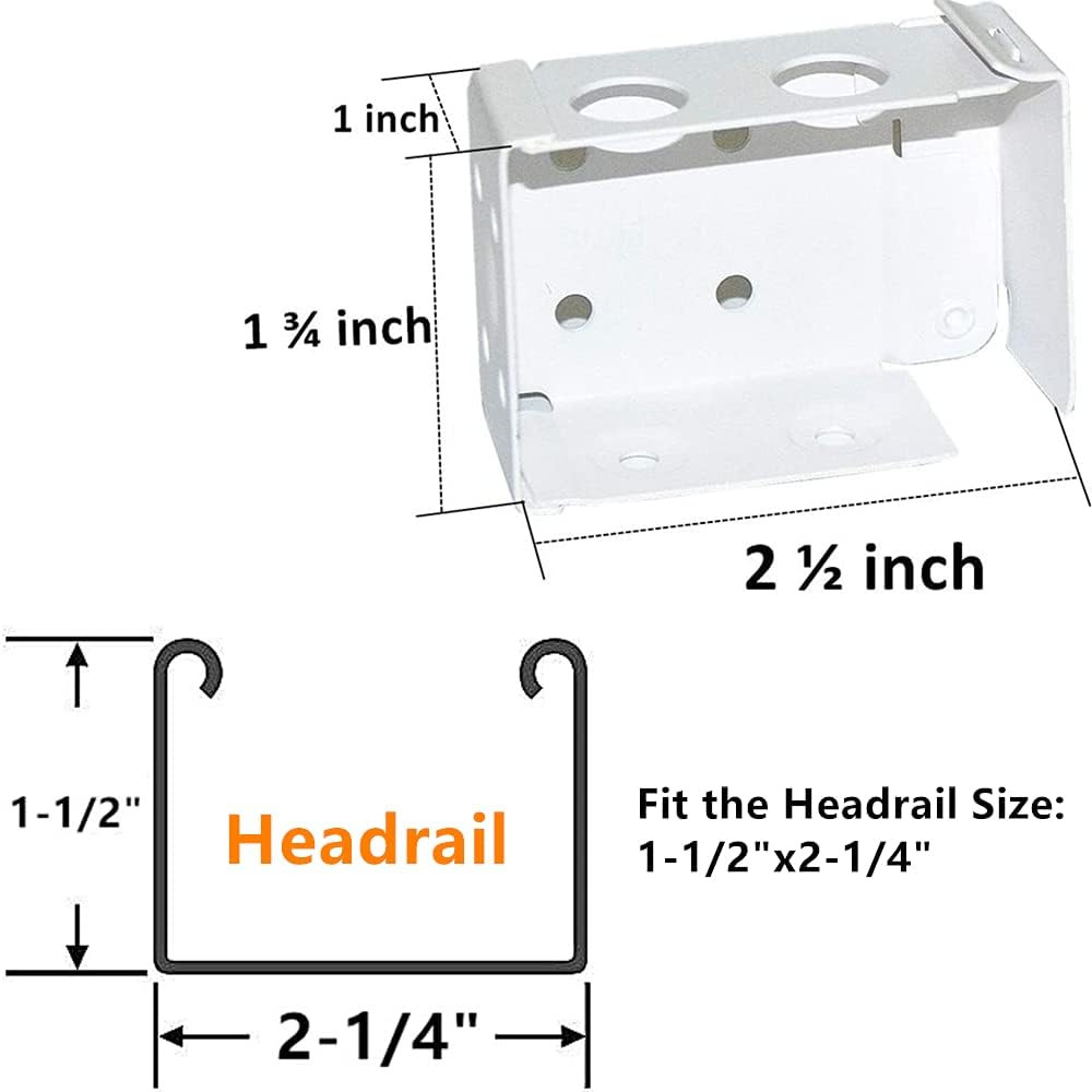 2-Pack Box Mounting Brackets for Low Profile Horizontal Blinds 1-3/4 x 2-1/2