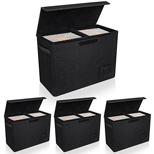 4-Pack Comic Book Storage, Collapsible Comic Book Case with 4 Pack Black