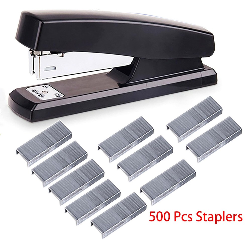 Desktop Staples, 4.8 Inch Labor Saving Black Stapler for 20 Sheets