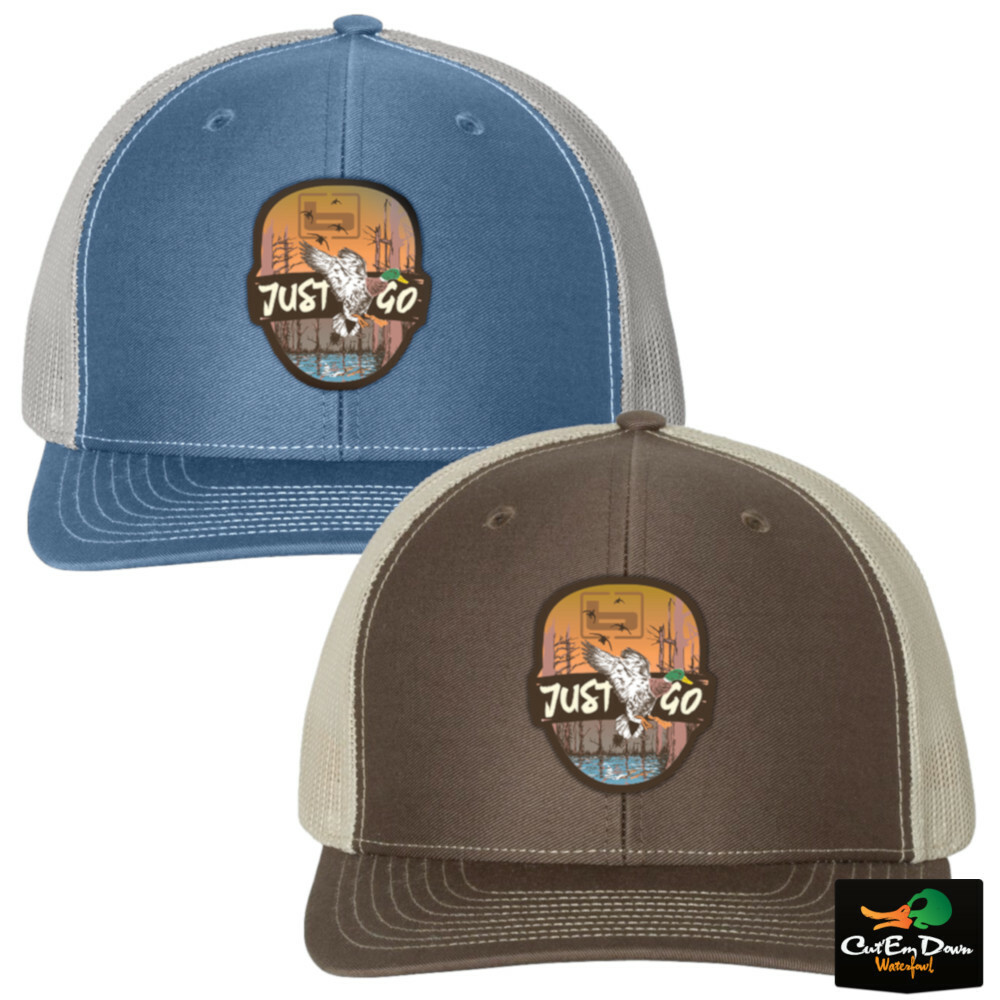 NEW BANDED JUST GO PATCH LOGO TRUCKER HAT BALL CAP