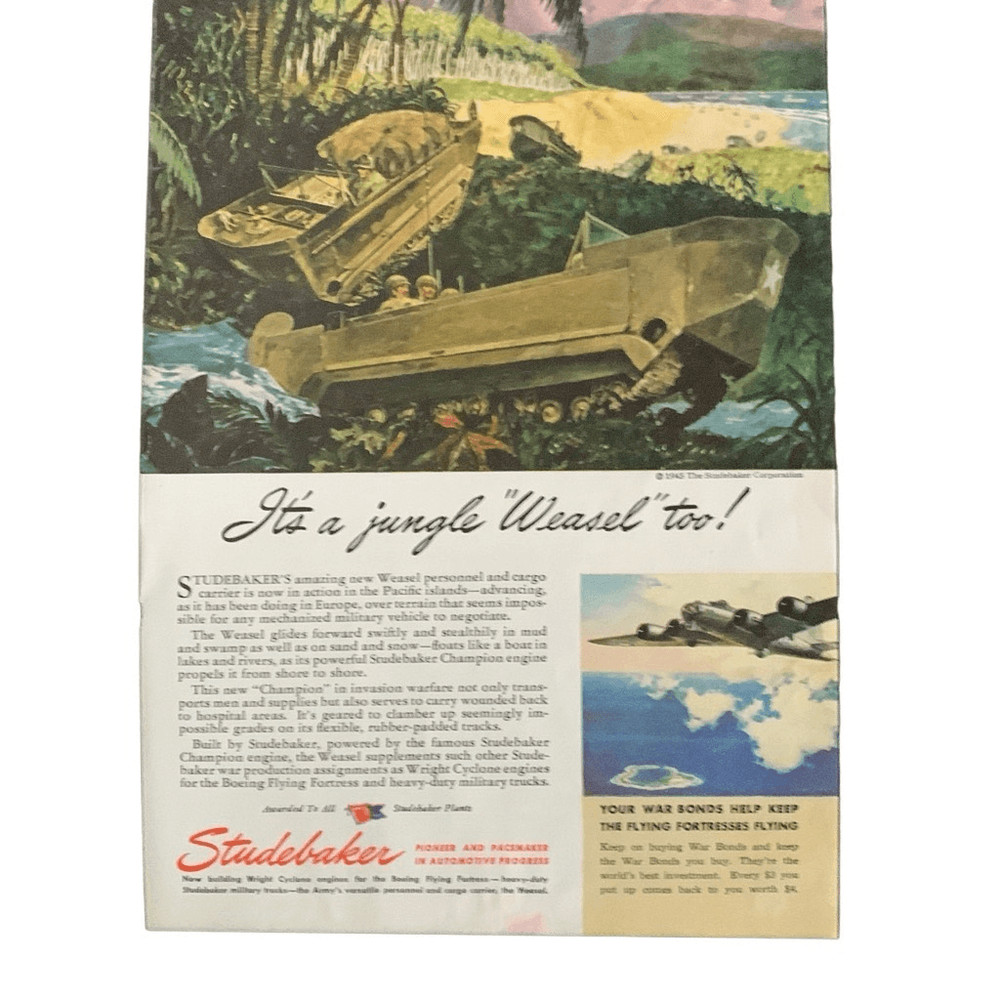 Vintage 1945 Studebaker Jingle Weasel Ad Advertisment