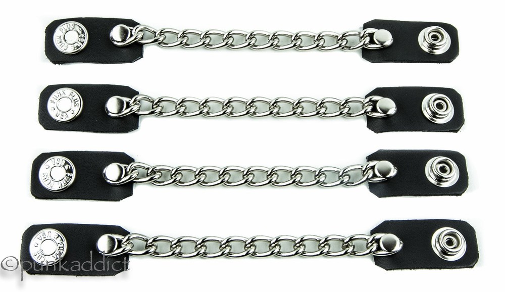 Vest Extender Extension Single Row Chain Biker MC Jacket Motorcycle Snap-4pc