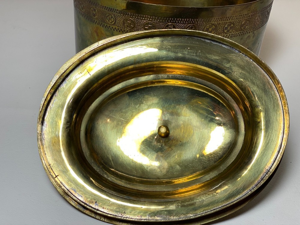 Andrea by Sadek Unique Brass Multi Use Container 7"x5"x6" Intricate Design