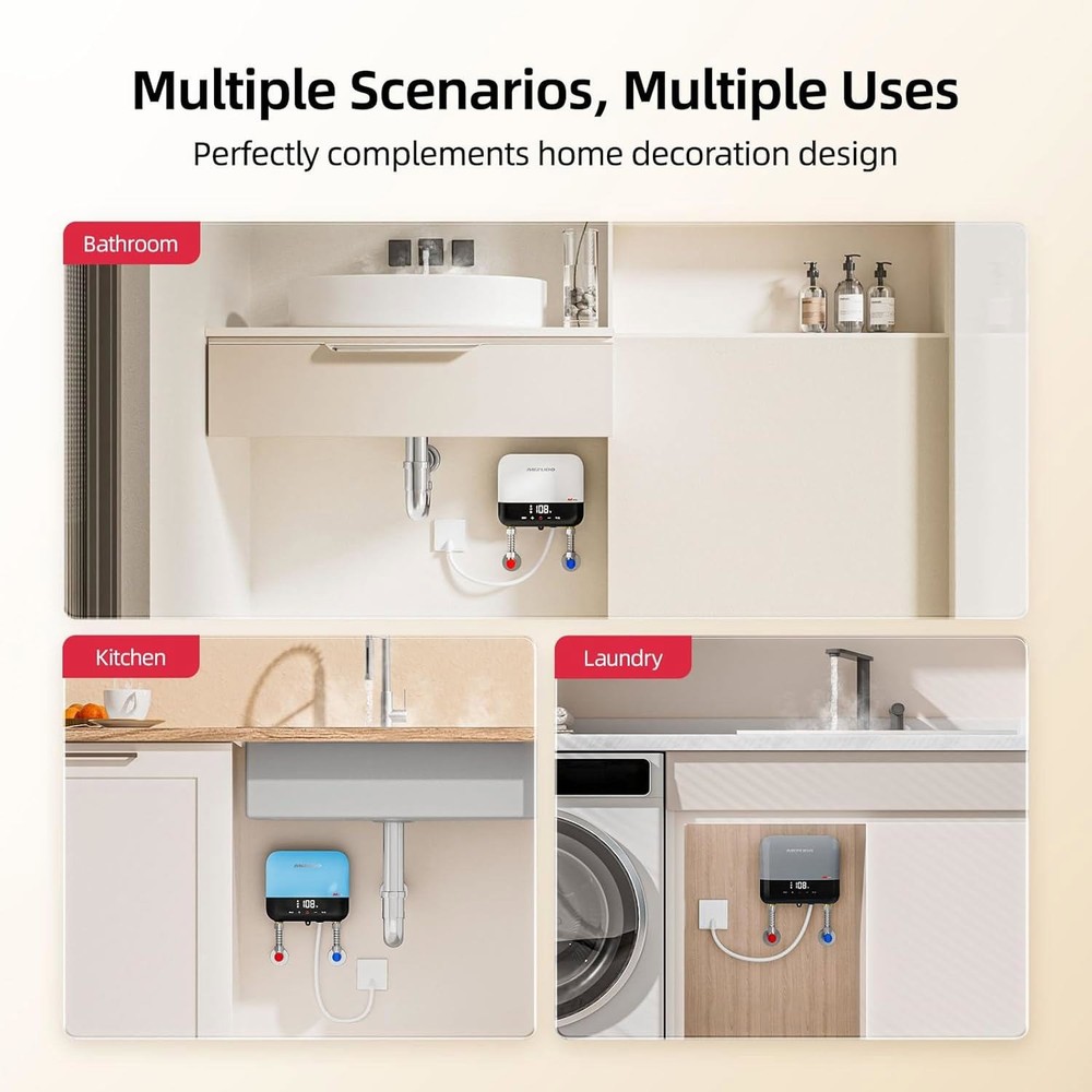 MIZUDO 3.5kW Tankless Water Heater Electric 120V Instant Hot Water for Sinks