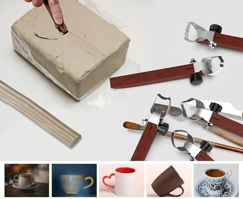 5 Pcs Pottery Handle Making Tools Set - Carving, Scraper & Clay Extruder for Mug