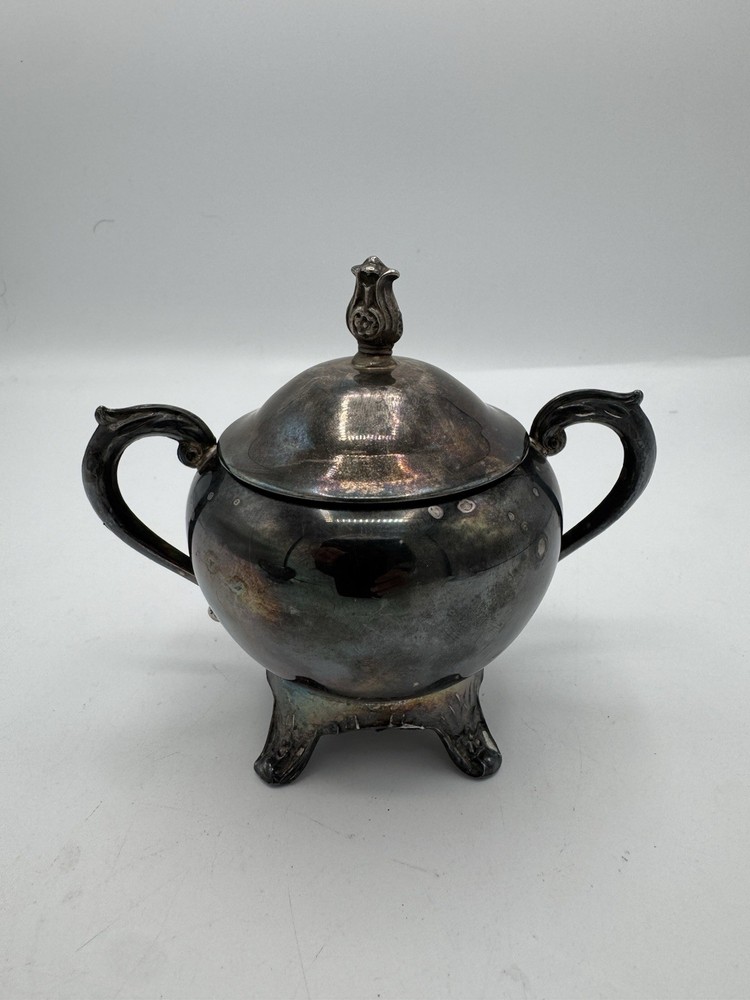 Vintage FB Rogers Silverplate Creamer Sugar Bowl Footed Set Silver Plate