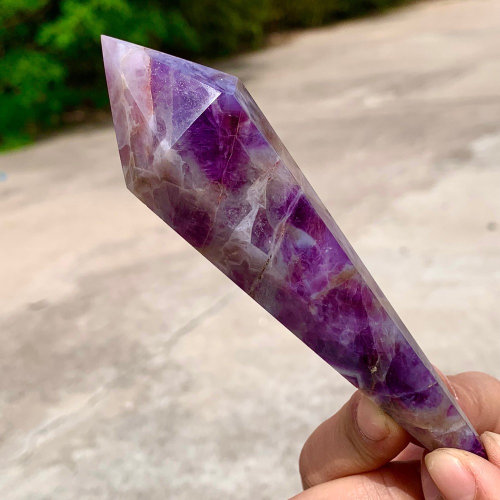 202G Natural Amethyst Quartz Crystal Single Tip Termination Wand Point Healing