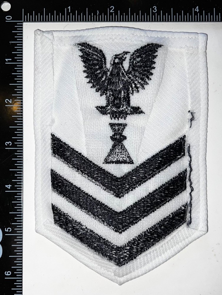 USN US Navy Photographer’s Mate 1st Class Rate WHITE TWILL Patch
