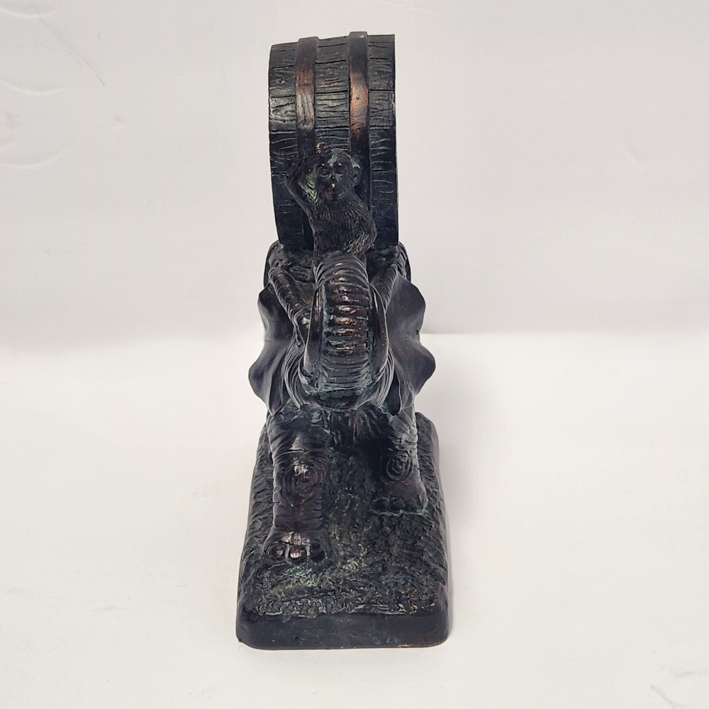Vintage Colonial Clock Co. Elephant With Monkey without the Clock