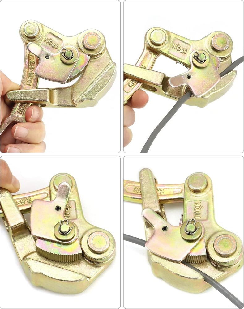 2 Pack 1 T Cable Grip Wire Grip Steel Rope Jaw Puller for Wire Rope, Pulling ...