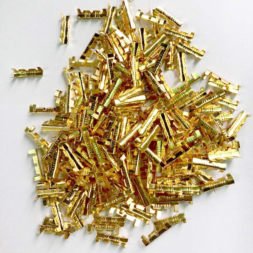 200Pcs U-Shaped Terminal tab Small Teeth Pressing Button Quick Connect Yellow