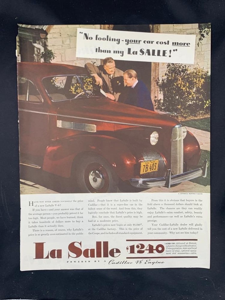 Magazine Ad* - 1939 - La Salle