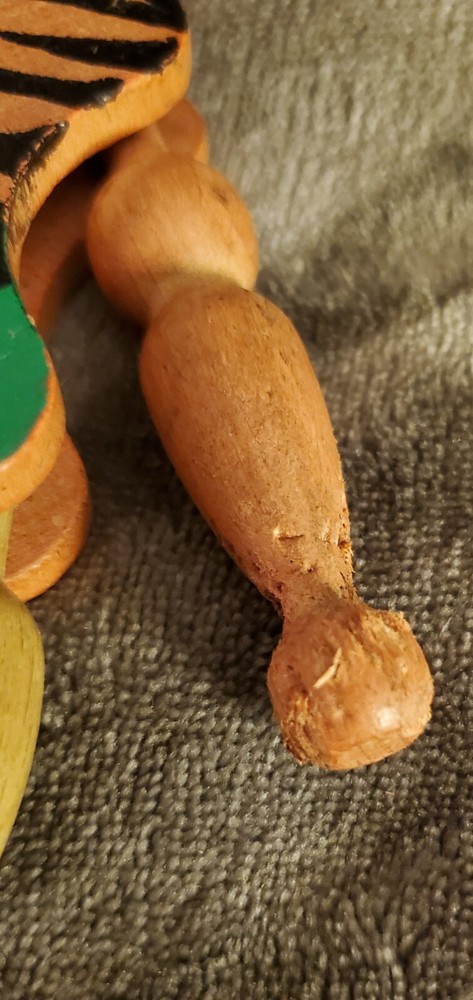 Vintage Wooden Puppet Pull String Toy Tiger