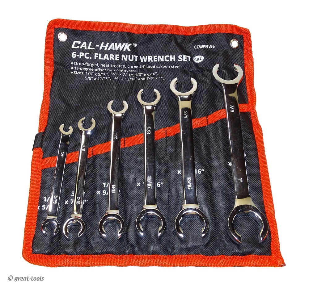 FLARE NUT WRENCH SET, SAE – hand tool tools flarenut wrenches standard 6-pc