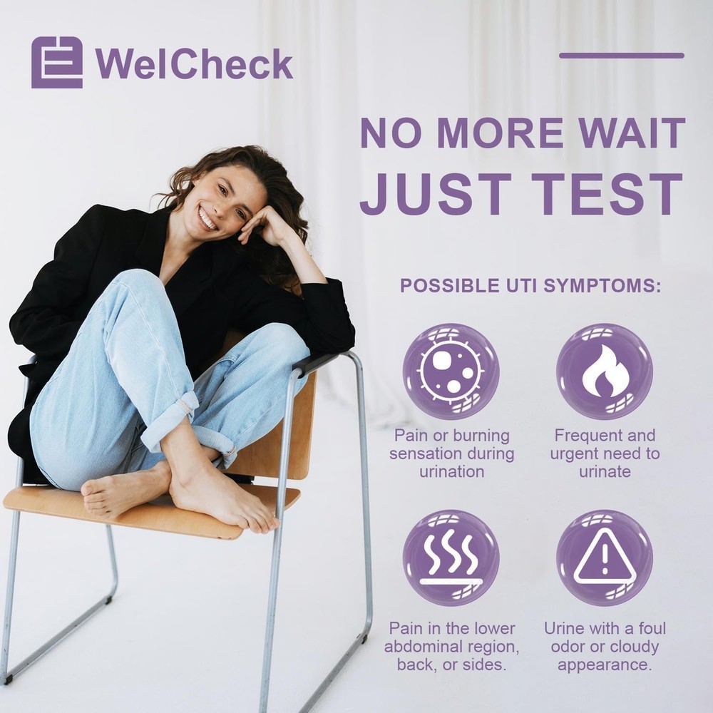 WelCheck UTI Test Strips, Urinary Tract Infection Test for Home Use, Quick